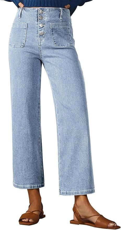 Loose wide leg jeans with pockets by Sidefeel 