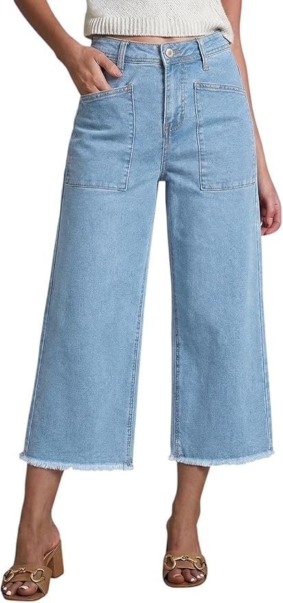 Cropped capri jeans with pockets 